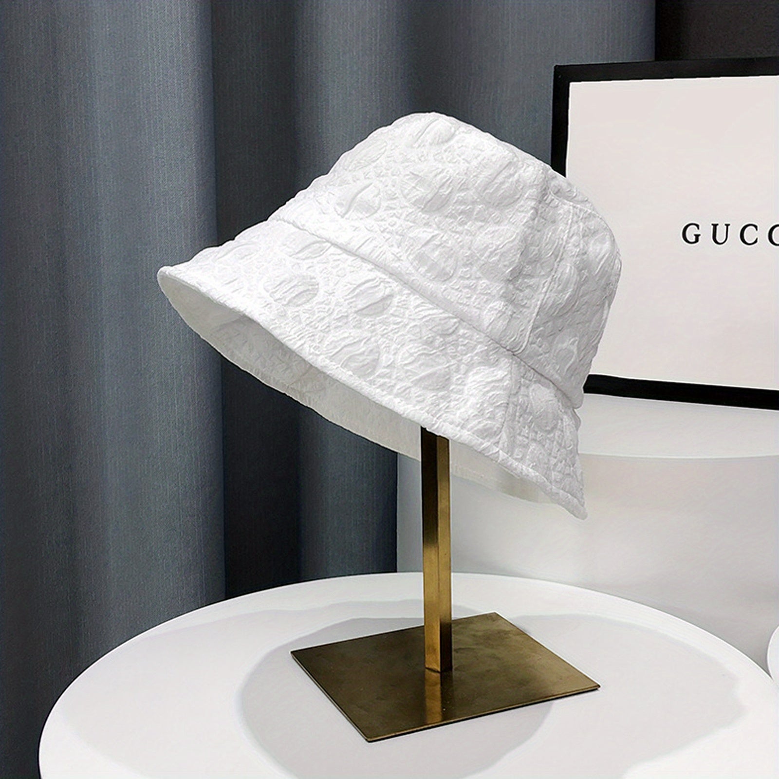 Chiffon Embossed Thin Bucket Hat Solid Breathable Sun Hat