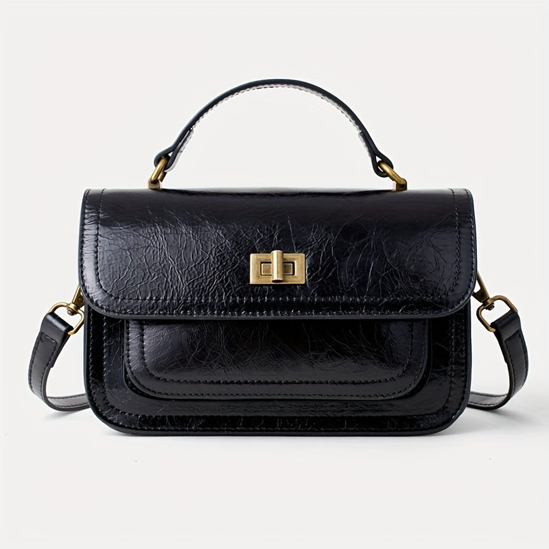 Vintage Textured Crossbody Shoulder Bag with Detachable Strap