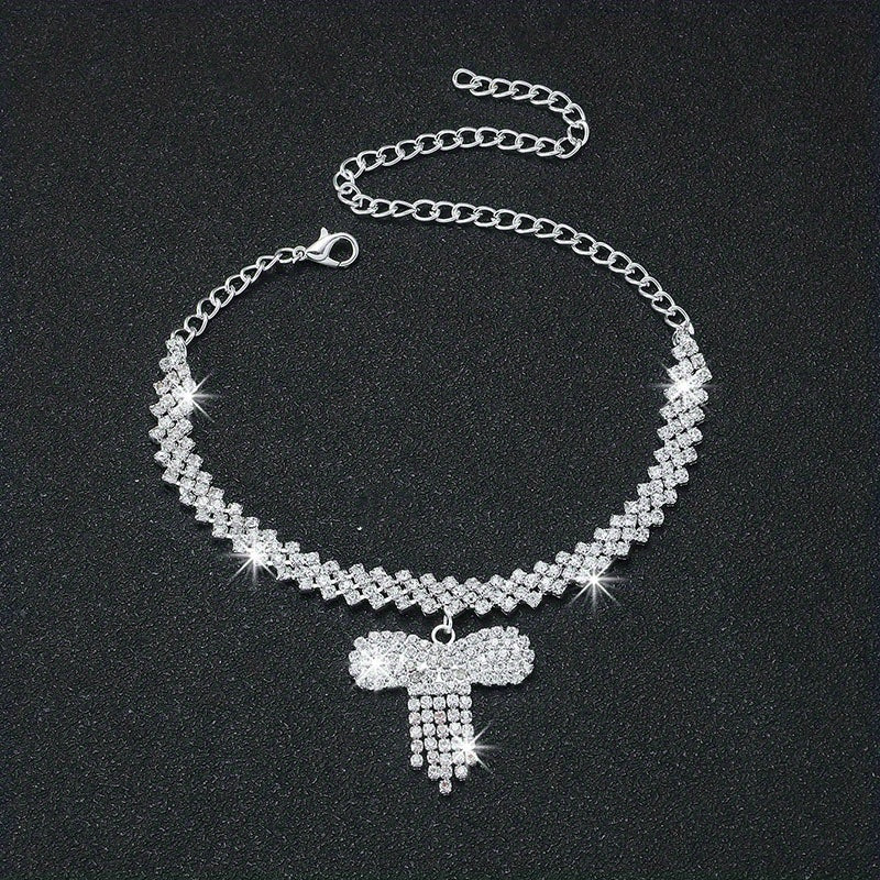 Heart Shape Rhinestone Pendant Chain Anklet Jewelry Gift