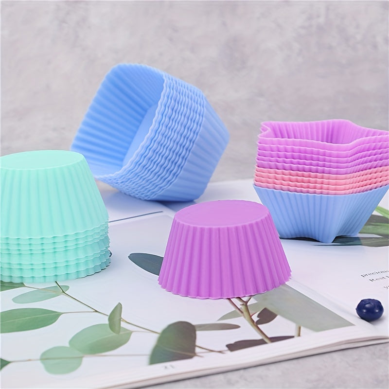 12pcs Silicone Cake Cups Muffin Cups Reusable Cupcake Liners Baking Tools