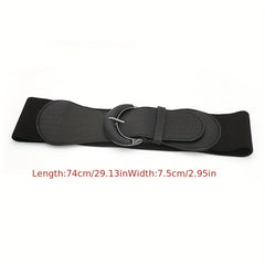 Vintage Embossed Wide Waist Belt Elastic Dress Coat Girdle Women
