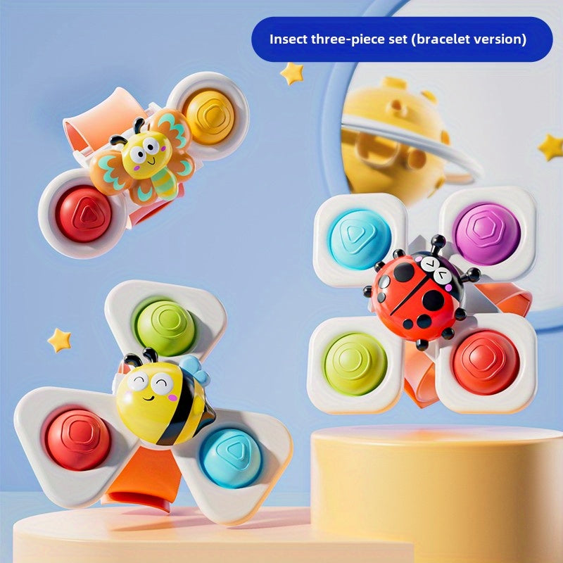 3pcs Animal Suction Cup Spinning Tops Educational Toy for Kids