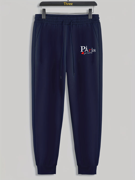 Paris Tower Print Men's Drawstring Sweatpants for Running Jogging