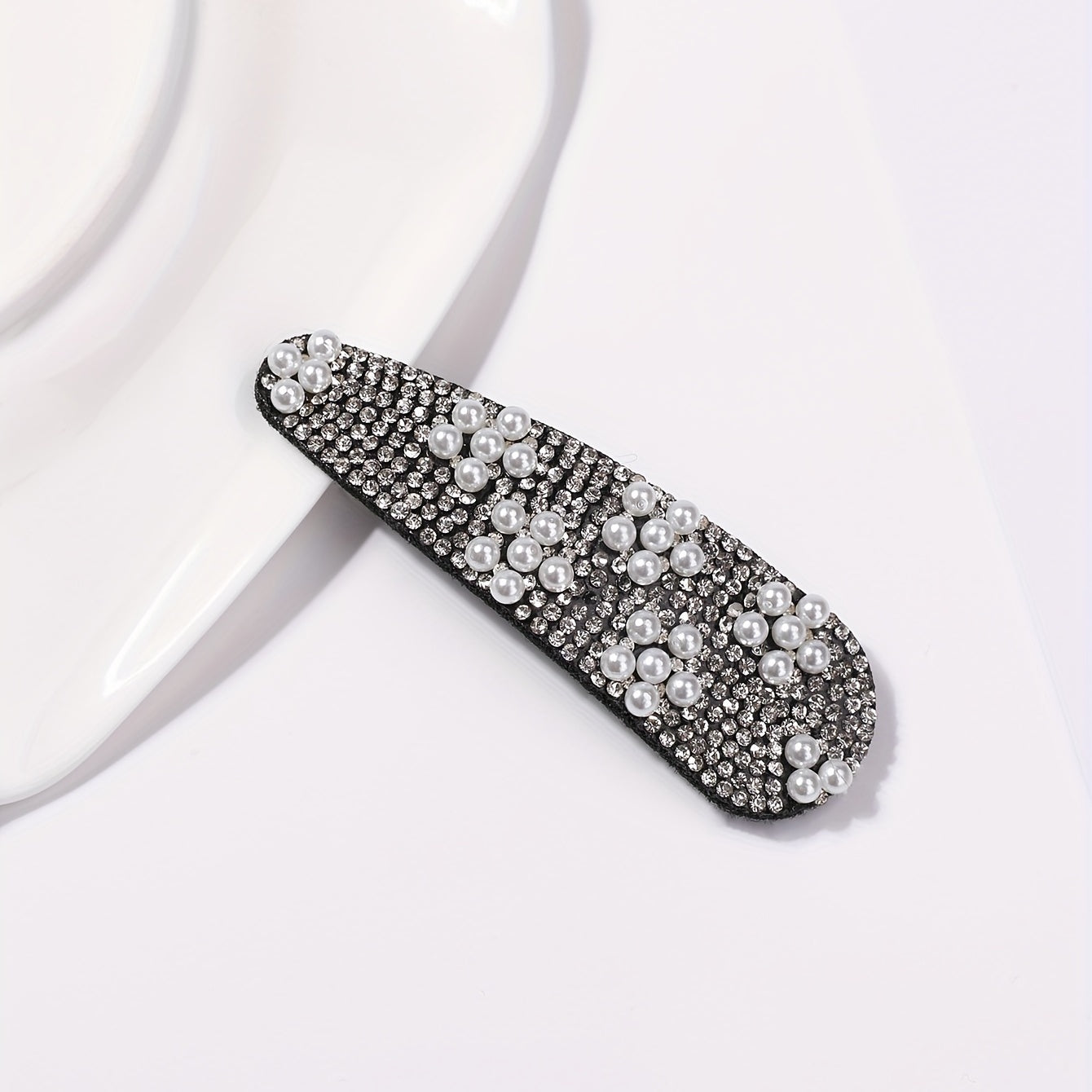 Rhinestone Snap Clip Faux Pearl Hair Clip for Women Girls Hair Accessories