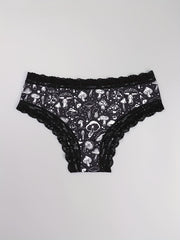 3pcs Mushroom & Star Print Hipster Panties Comfy Lace Trim