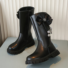 Bowknot Comfortable Boots For Girls Soft Warm Plus Fleece Boots