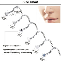 36 Pcs Titanium Steel Nose Piercing Jewelry Set Unisex
