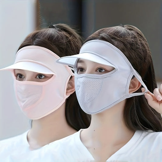 Ice Silk Sunproof Mask With Brim Lightweight UV Protection Face Cover