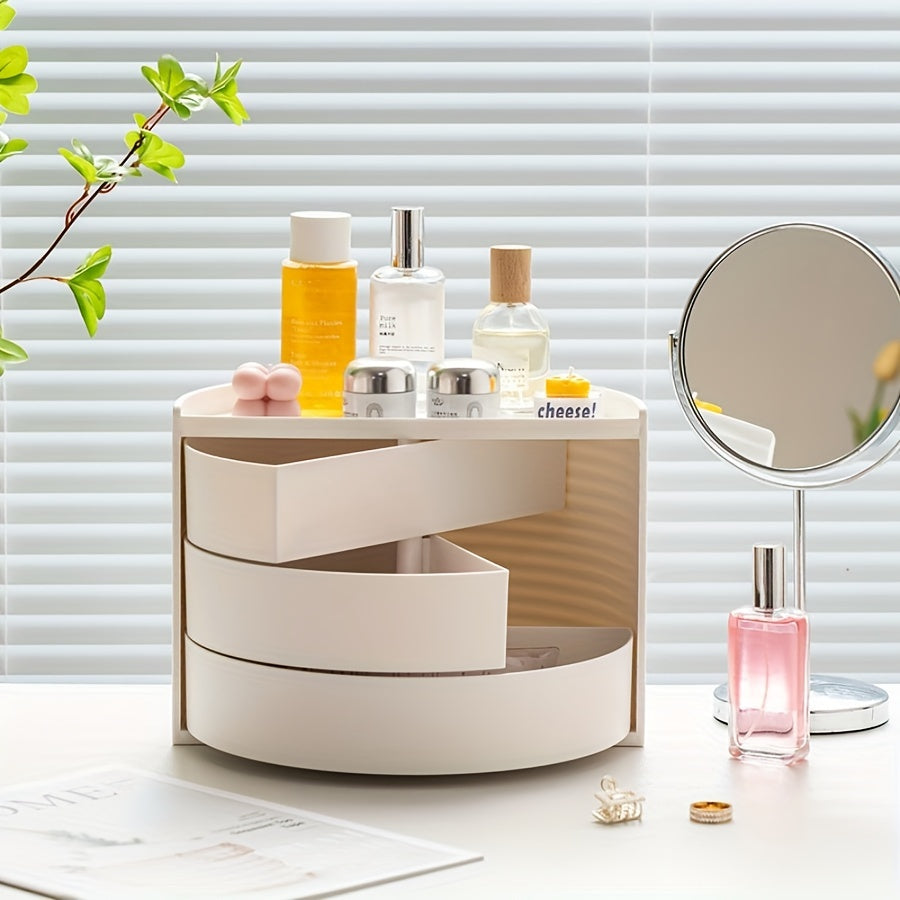 Rotatable Jewelry Storage Box Dustproof Layer for Makeup and Accessories