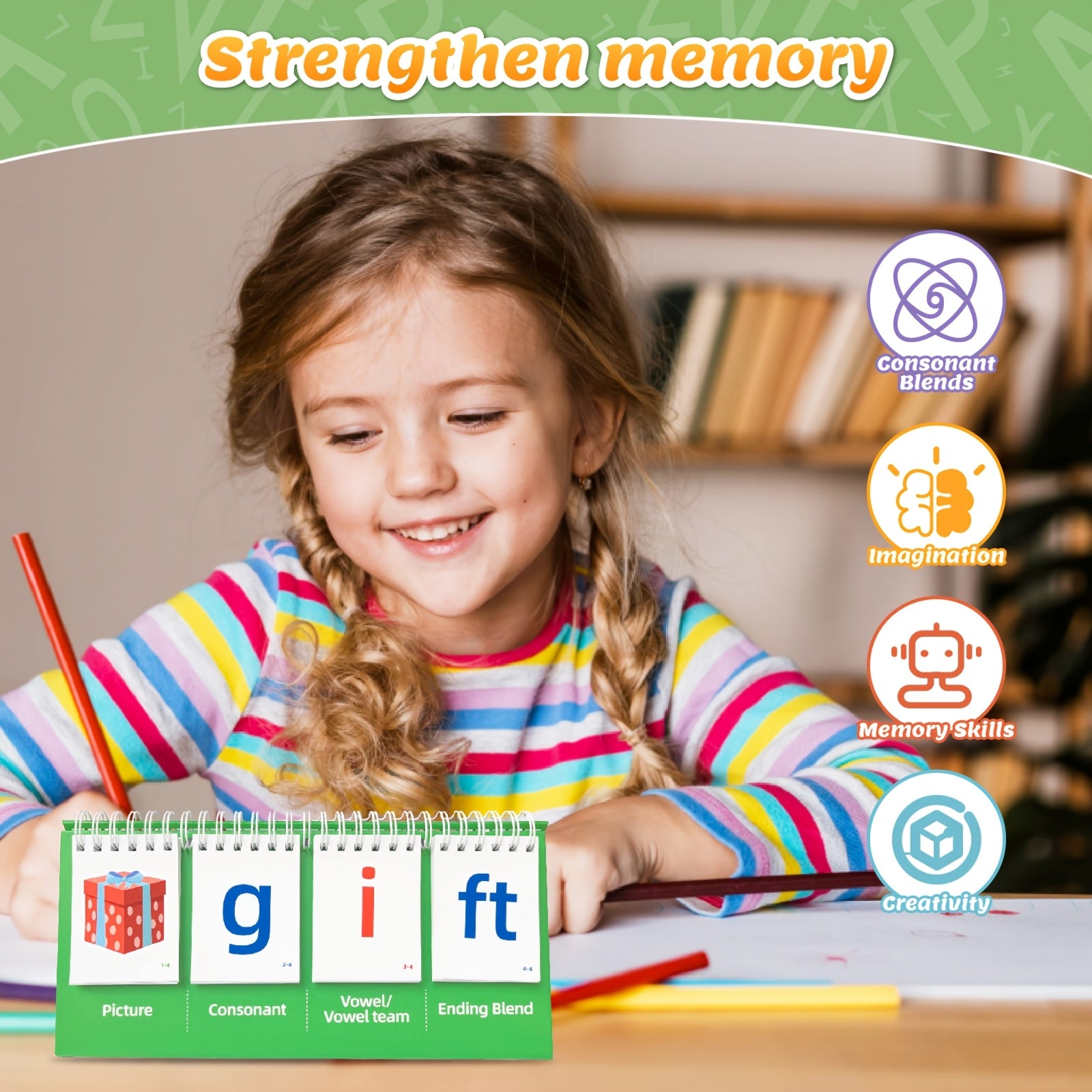 Phonics Games for CVCC And CCVC Words Spiral Bound Educational Tool