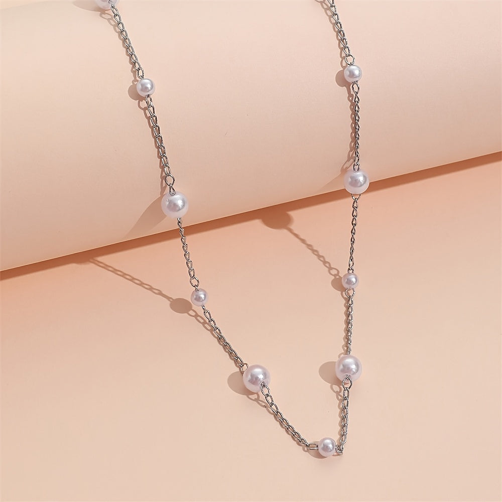 Pearl Chain Necklace Delicate Jewelry Party Decor For Women Girls Gift