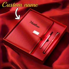 Customizable A5 Notebook Gift Set Red Business Stationery Box with Pen