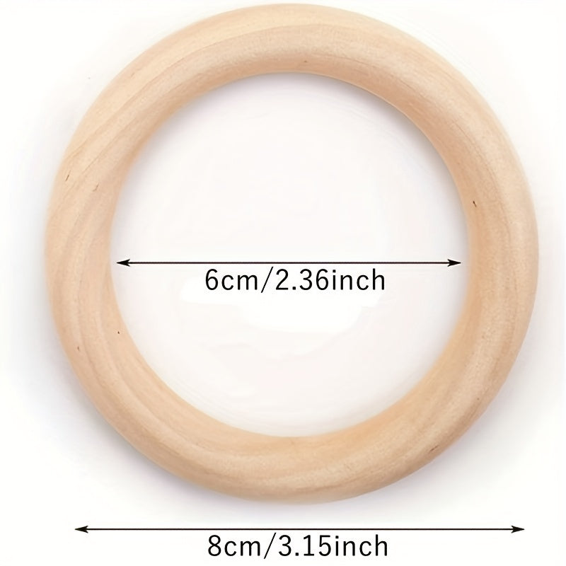 10pcs 80mm Wooden Rings for Craft Solid Wood Rings for DIY Crafts Jewelry Making