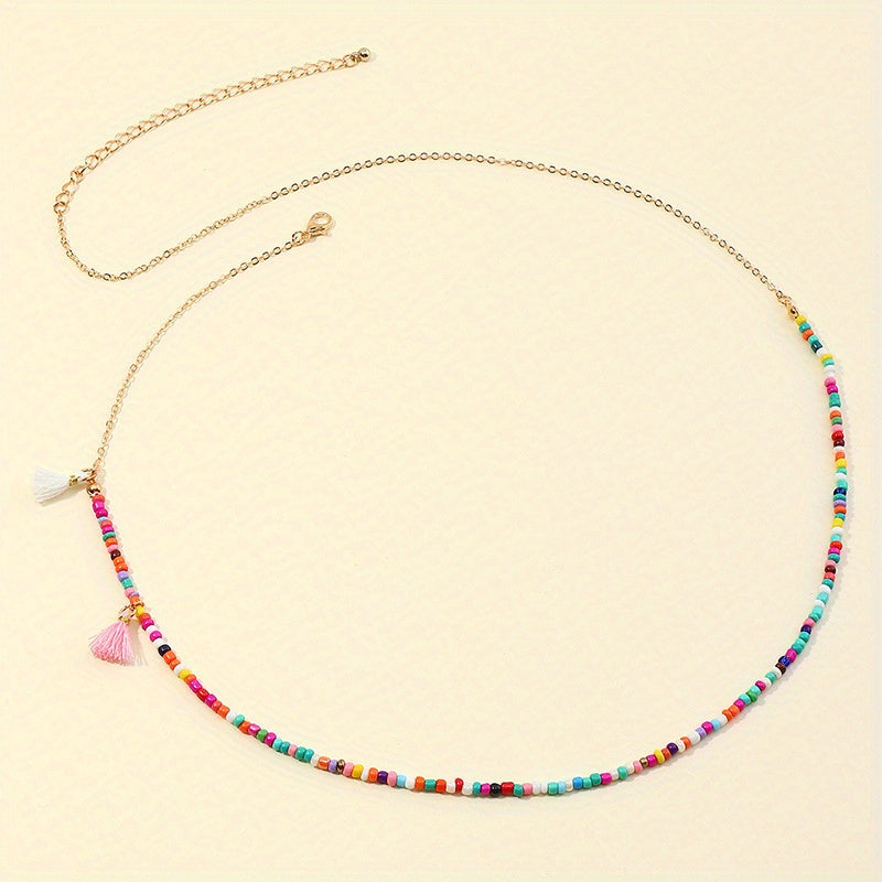 Colorful Tassel Bead Waist Chain Bohemian Style Body Chain