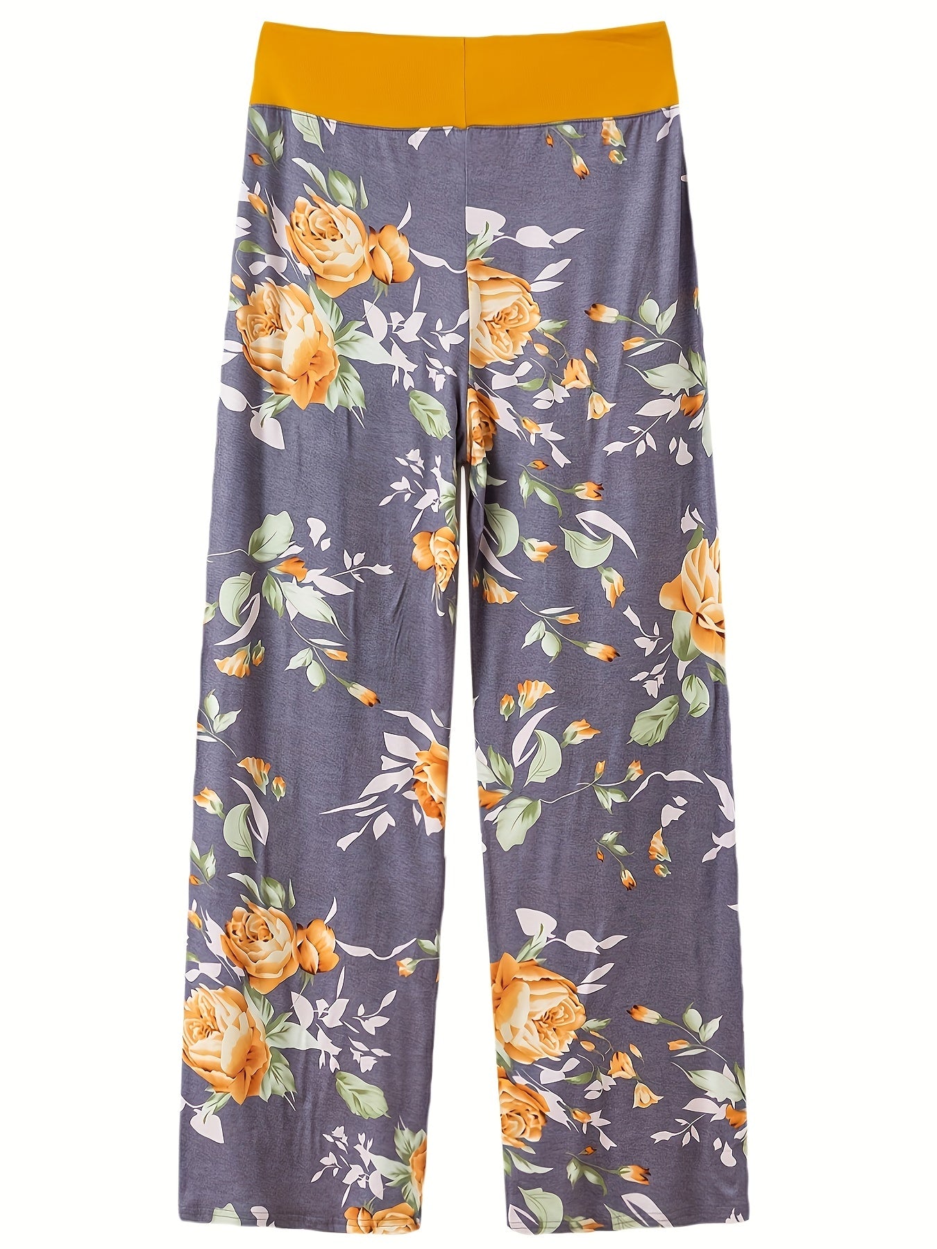 Floral Print Sleep Bottoms Lace Up Drawstring Pants