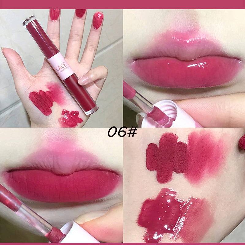 Double Ended Lustrous & Matte Lip Glaze, Translucent Lip Tint - 6 Colors