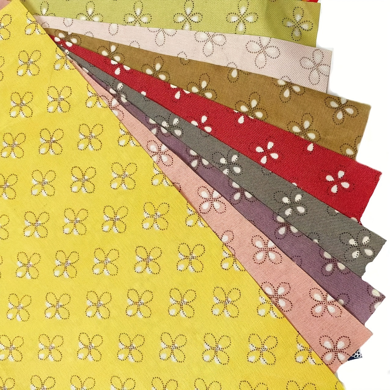 50 Random Patterned Polyester Fabric Flowers Precut for Sewing Quilting Crafting