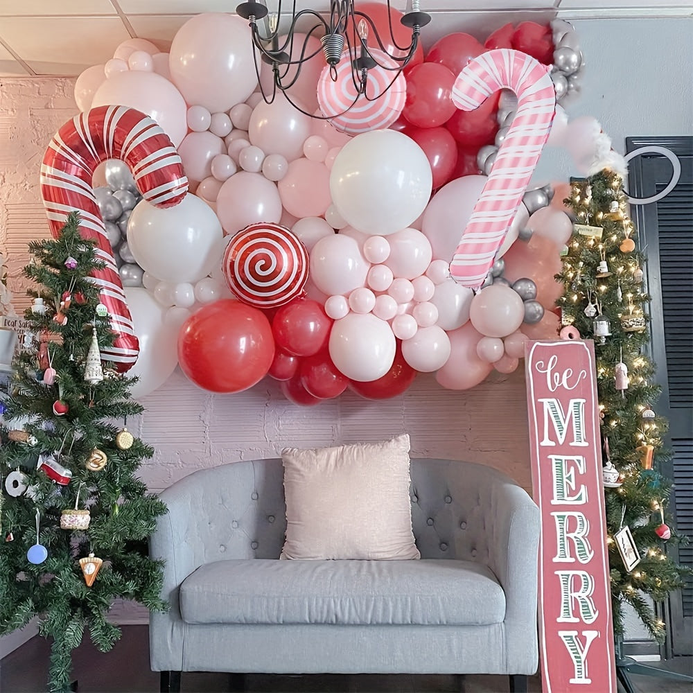 Red Pink Christmas Balloon Arch Set Candy Party Decoration Supplies