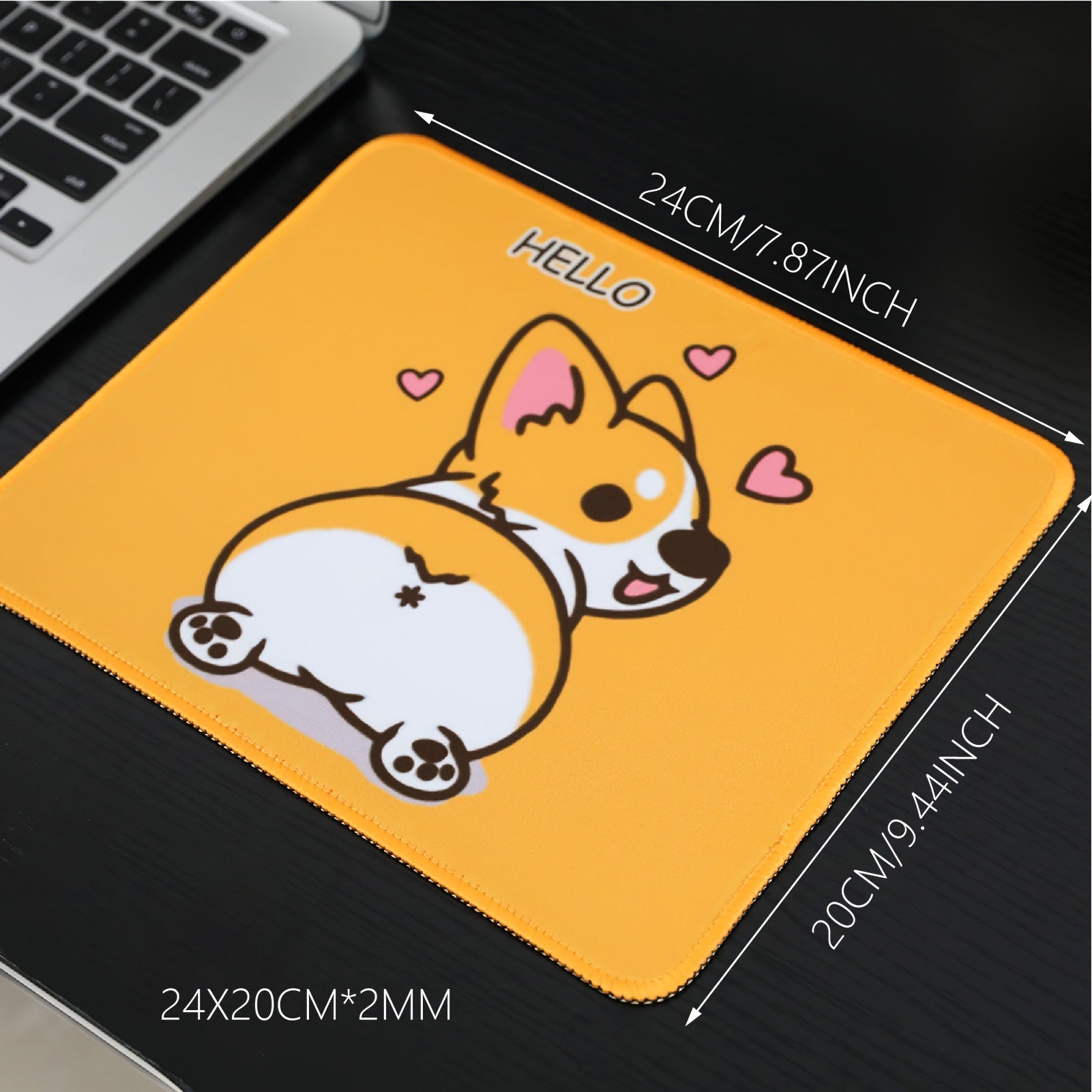Corgi Dog Mouse Pad Non Slip Rubber Base Animal Mouse Mat Office 20X24CM