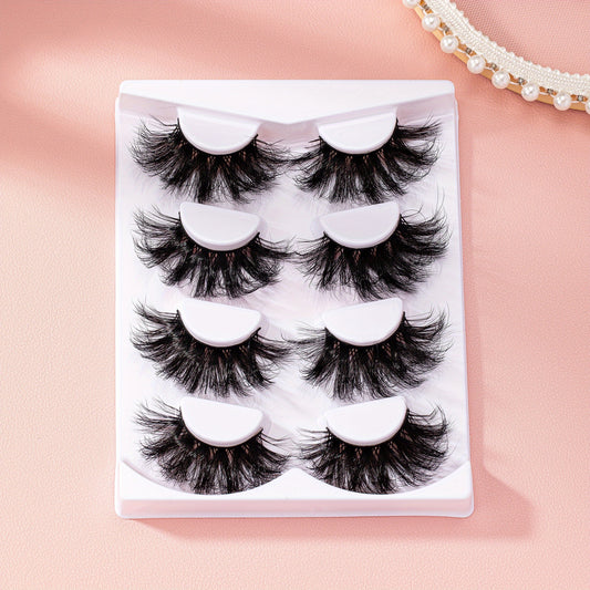 4 Pairs Fluffy Soft Cat Eye Faux Mink Hair False Eyelashes