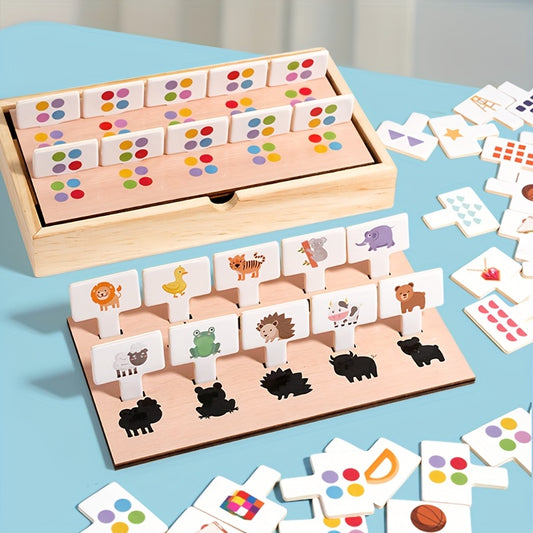 Wooden Matching Box Toy Number Shape Animal Recognition