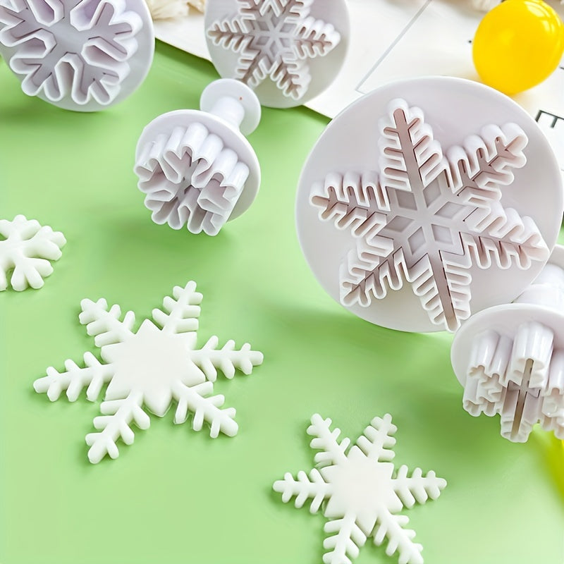 3pcs Snowflake Pattern Cookie Plunger Cutter Fondant Mold