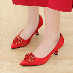 Rhinestone Pointed Toe High Heels Slip On Stiletto Pumps