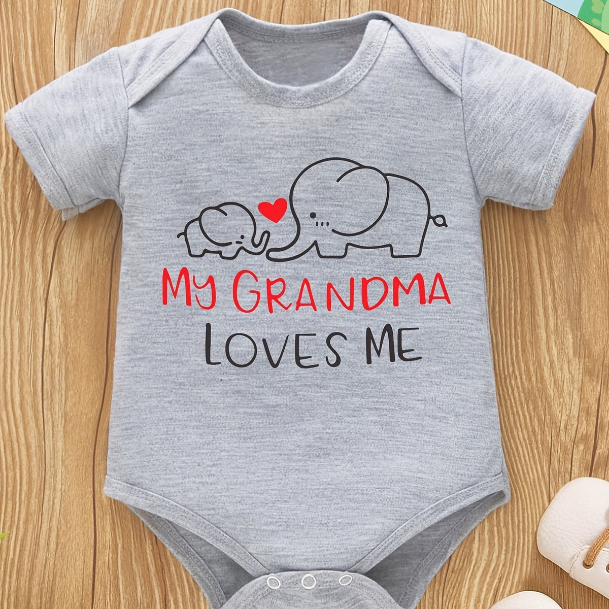 Elephant Print Onesies Short Sleeve Romper for Baby Boys & Girls