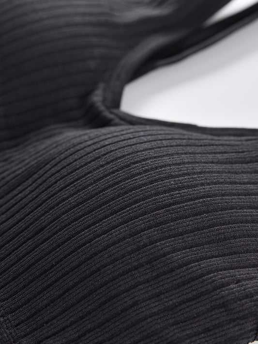 Ribbed Tank Top V Neck Sleeveless Casual Top