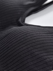 Ribbed Tank Top V Neck Sleeveless Casual Top