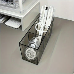 Clear Pen Holder Organizer 3 Compartments for Desk Makeup Brush