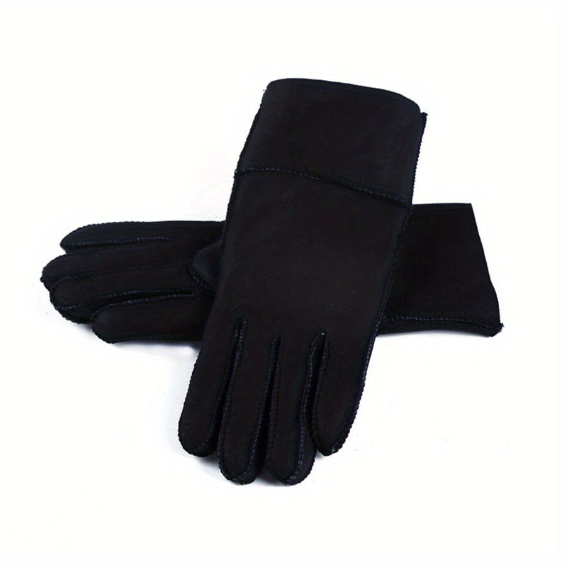 Short Real Sheepskin Gloves Waterproof Full Finger Gloves