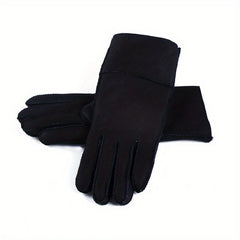 Short Real Sheepskin Gloves Waterproof Full Finger Gloves