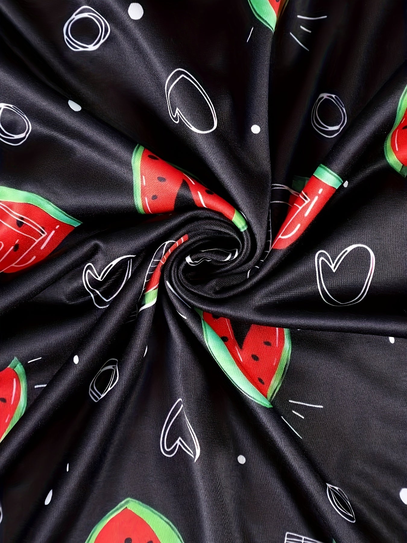  Watermelon & Heart Print Long Sleeve Lounge Set