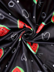  Watermelon & Heart Print Long Sleeve Lounge Set