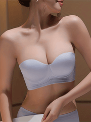 Seamless Strapless Bandeau Bra, Comfy Stretch Solid Everyday Bra