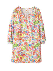 Floral Print V Neck Dress Plus Size Stretch Dress Women