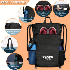 Honeycomb Pattern Drawstring Backpack Water Resistant Gym Bag