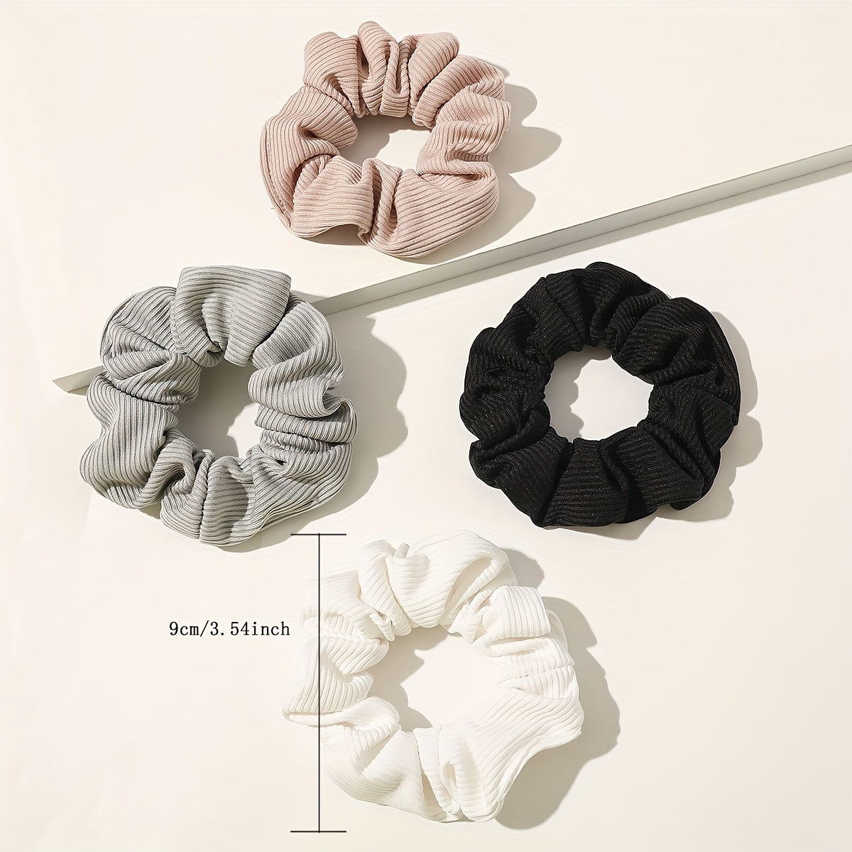 4pcs Ribbed Scrunchies Hair Rope Ponytail Holder Accessories Girls