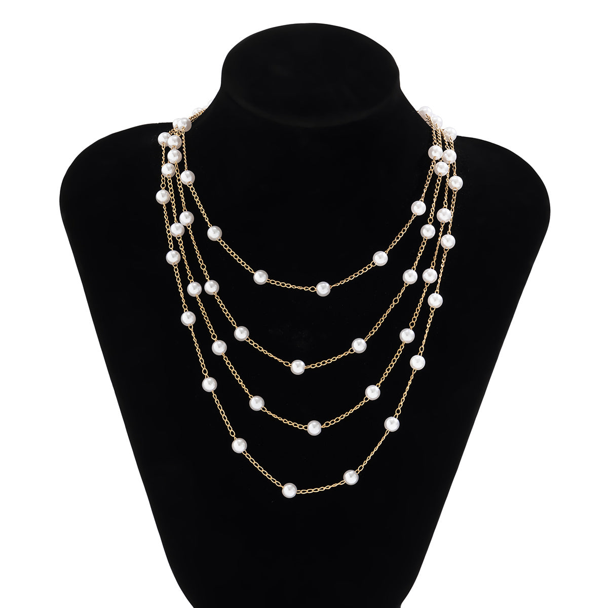 Faux Pearl Multilayer Necklace Chain Pendant Delicate Party Women Girls Gift