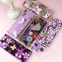 5pc Washi Bronzing Cotton Fabric Bundle, 5 Thread Bobbins, PreCut Fat Squares
