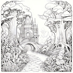 Psychedelic Forest Coloring Book for Adults Mystical Mushroom Art