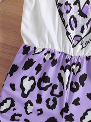 Toddler Girls Heart Leopard Cami Jumpsuit Romper Summer Clothes