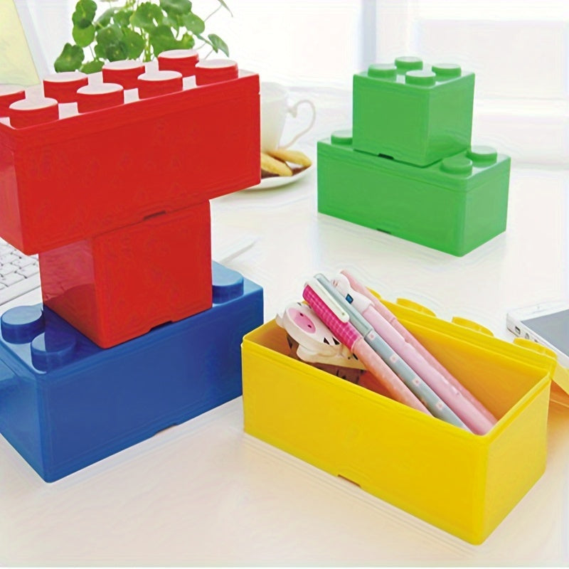 Building Block Shape Storage Box Stackable Desktop Stationery Storage Box