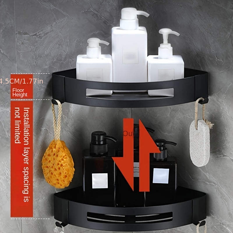 304 Stainless Steel Bathroom Corner Shelf Wall Mounted Two Colors 21 27 5