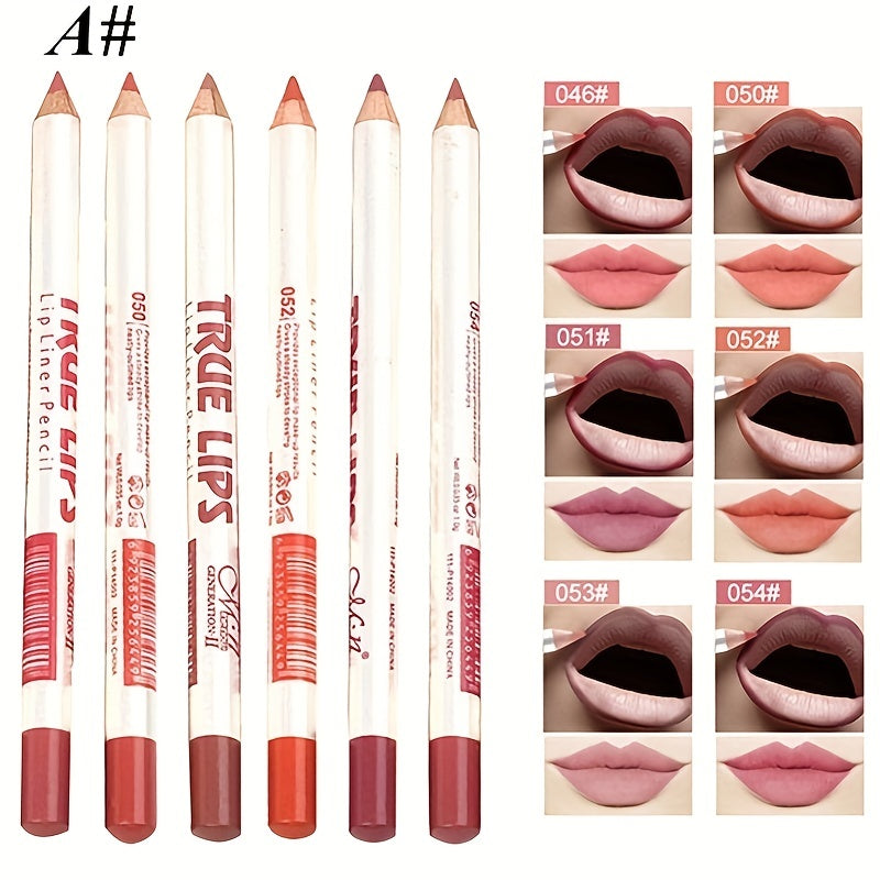 6pcs Waterproof Lip Liner Pencil Red Matte Finish Lipstick Pen
