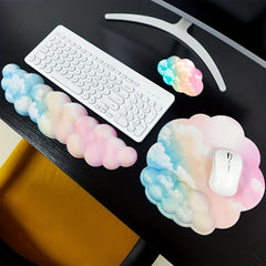ISETTA 3PCS Cloud Keyboard Wrist Rest Set Ergonomic Memory Foam Palm Rest