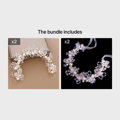 Girls Flower Headband with Faux Pearl Decoration for Wedding Party