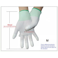 12Pairs Nylon PU Finger Coated Gloves Anti static Knitted Gloves
