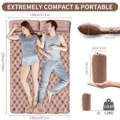 2-Person Sleeping Pad w/ Built-in Pump - Portable Inflatable Mat